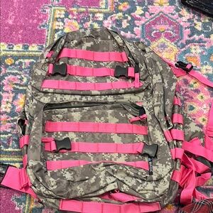 Camouflage Backpack with Pink Accents